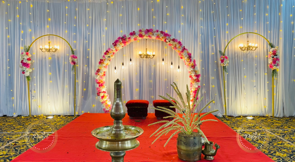 arranging flowers and decors to enhance the divinity of the wedding